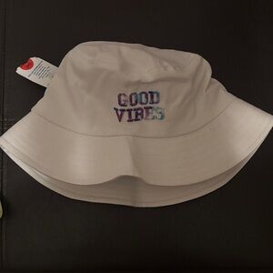 Good Vibes White Bucket Hat